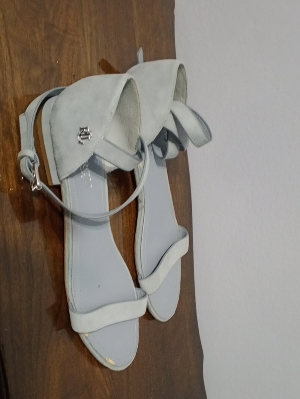 Ralph Lauren Pale Gray Open-Toe Slingback Sandals